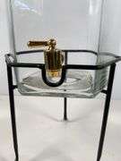 Glass and Metal Beverage Dispenser with Stand and Gold-Tone Tap
