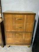 1953 MCM Chinchilla 4 Drawer Chest with Brass Colored Handles