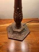 Cast Metal Table Lamp with Frosted Glass Shade, 21.5-Inch