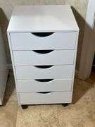 White Four-Drawer Storage Unit on Casters