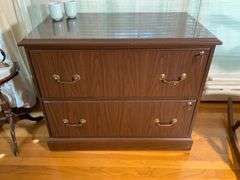 Two-Drawer Locking Wooden File Cabinet with Hardware