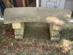 Concrete Bench with Ornamental Scrollwork Base