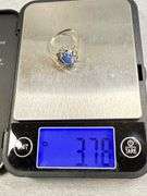 Silver Ring With Synthetic Star Sapphire and Diamonds, Size 6.5