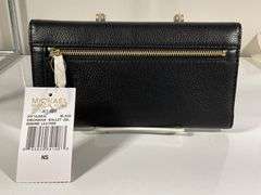 Michael Kors Black Genuine Leather Checkbook Wallet