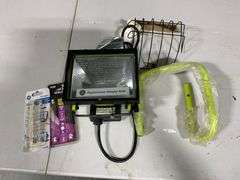 Portable Halogen Work Light with Replacement Bulbs and Protective Cage