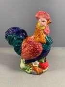 Colorful Ceramic Rooster-Shaped Cookie Jar by Collins Co