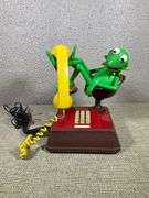 Kermit the Frog Telephone with Yellow Handset and Rotary Buttons