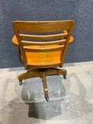 Oak Wooden Office Chair with Swivel and Casters