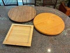 Three Wooden Lazy Susans with Largest Measuring 18 Inches Round