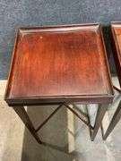 Pair of Lightweight Wood Side Tables with X-Stretcher Base