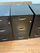 3 Black Metal File Cabinets