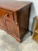Two-Piece Wooden Hutch with Arched Glass Doors and Storage