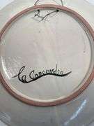 Hand-Painted Ceramic Plate by La Concordia with Fruit and Bird Motif
