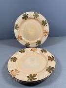 4 Pottery Barn Harvest Plates with Leaf Motif