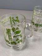 5 Irish Coffee Glass Mugs with Shamrock Design