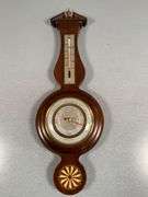 Taylor Mahogany Wall Stormoguide and Thermometer with Inlay Decoration