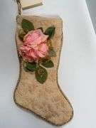 4 Floral Christmas Stockings With Gold Accents