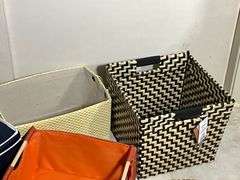 Storage Bins and Woven Tray Set