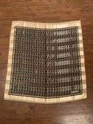 Coach Silk Scarf With Signature Pattern and Beige Border