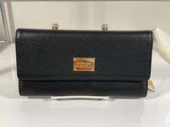 Michael Kors Black Genuine Leather Checkbook Wallet