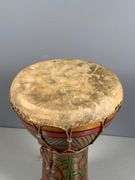 Vintage Indian Drum with Hand-Painted Floral Design