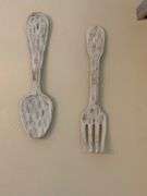 Decorative Fork and Spoon Wall Decor With Distressed Finish