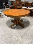 Round Wooden Dining Table with Pedestal Base
