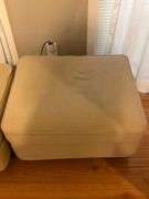 Tan Upholstered Square Ottomans