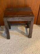 Small Wooden Side Table With Two-Tone Wood Design