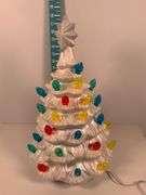 White Glitter Ceramic Christmas Tree With Plastic Multicolored Lights and Star Top