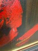 Abstract Painting of Matador in Dark Wood Frame With Gold Inner Lip