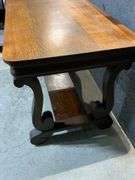 Wooden Oak Desk with Decorative Base and Single Drawer