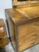 1953 MCM Chinchilla Six-Drawer Dresser with Beveled Mirror
