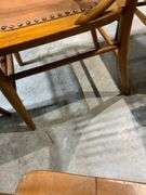 Five Wooden Chairs with Embossed Leather Looking Seats and Decorative Backs