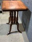 Solid Wood Side Table With Turned Legs and Bottom Shelf