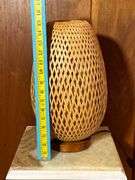 Woven Rattan Table Lamp with Wooden Base
