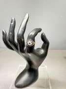 10K Yellow Gold Ring with Diamonds and Blue Sapphires in Cluster Design