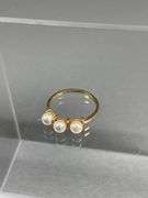 14K Gold Ring with Three Pearls, Size 6