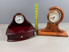 Battery-Operated Mantel Clocks with Wooden Bases