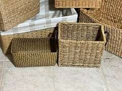 Six Wicker and Woven Storage Baskets with Varying Designs