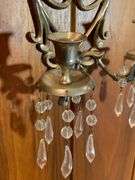 Wall-Mounted Metal Double-Candle Holder With Crystal Accents