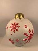Holiday Time 16.5-Inch White Ornament with Red Snowflakes and Gold Cap