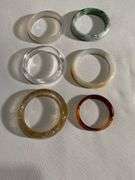 Six Glass Bangle Bracelets in Various Colors and Sizes