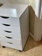 White Four-Drawer Storage Unit on Casters