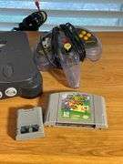 Nintendo 64 Console with Controllers, Memory Expansion, and Super Mario 64