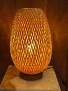 Woven Rattan Table Lamp with Wooden Base