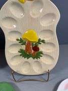 Five Ceramic Deviled Egg Plates with Various Designs