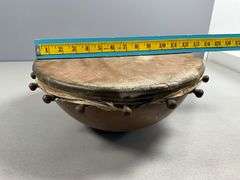 Mid-Century Native-Inspired Copper and Natural Hide Hand Drum