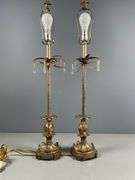 Gold and Silver Colored Table Lamps with Crystal Accents