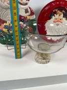 Christmas Themed Ceramic Serveware Including Santa Plates, Glass Bowl, and More